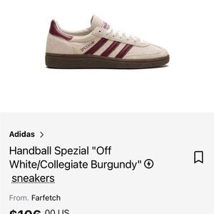 Adidas Handball Spezial "Off White/Collegiate Burgundy" women’s size 9